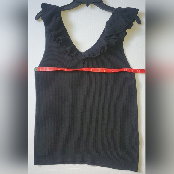 GAP Factory Women's Sleeveless Ruffle Edge Sweater Tank Top Sz XXL BLK - Picture 12 of 13